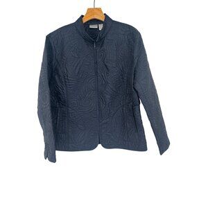 Chicos 3 Womens Ink Blue Quilted Jacket Size XL pockets new $118